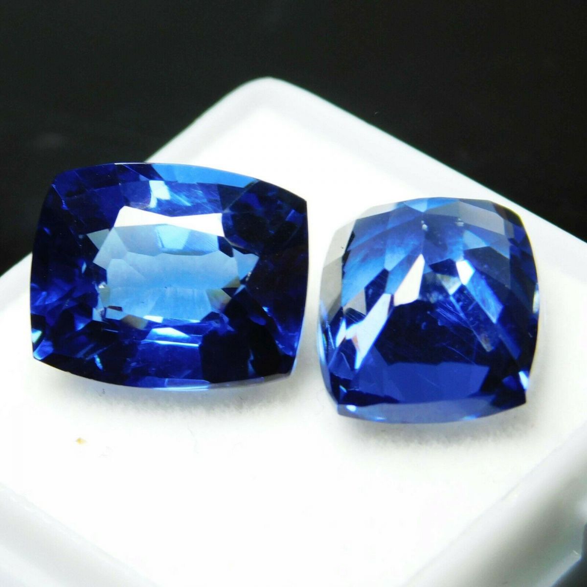 16 Carat Natural Tanzanite Blue CERTIFIED Loose Gemstone Pair Cushion Cut