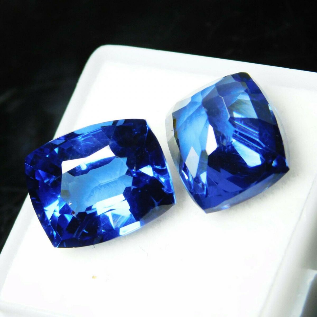 16 Carat Natural Tanzanite Blue CERTIFIED Loose Gemstone Pair Cushion Cut