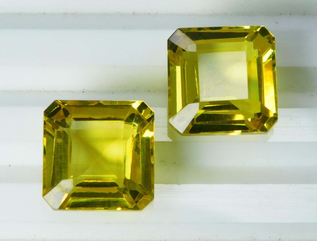 Square Shape CERTIFIED 20 Ct Natural Yellow Sapphire Loose Gemstone Pair Gems