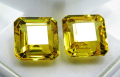 Square Shape CERTIFIED 20 Ct Natural Yellow Sapphire Loose Gemstone Pair Gems