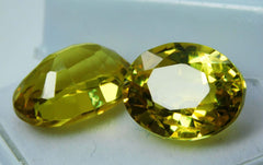 21.23 Ct Natural Yellow Top Quality Sapphire Oval Certified Loose Gemstones Pair