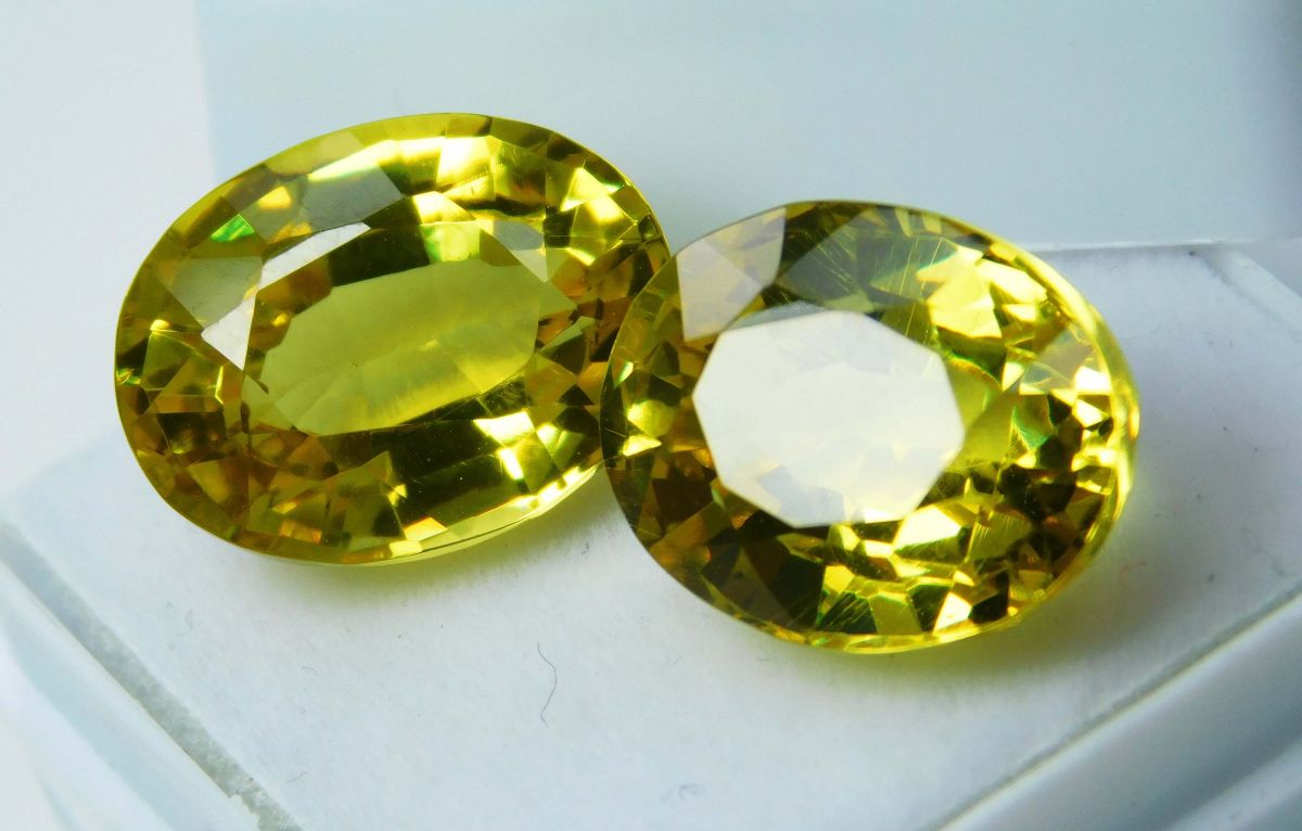 21.23 Ct Natural Yellow Top Quality Sapphire Oval Certified Loose Gemstones Pair