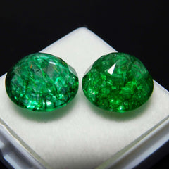 Natural Green Emerald 8-10 Ct CERTIFIED Colombian Round Cut Pair Loose Gemstone