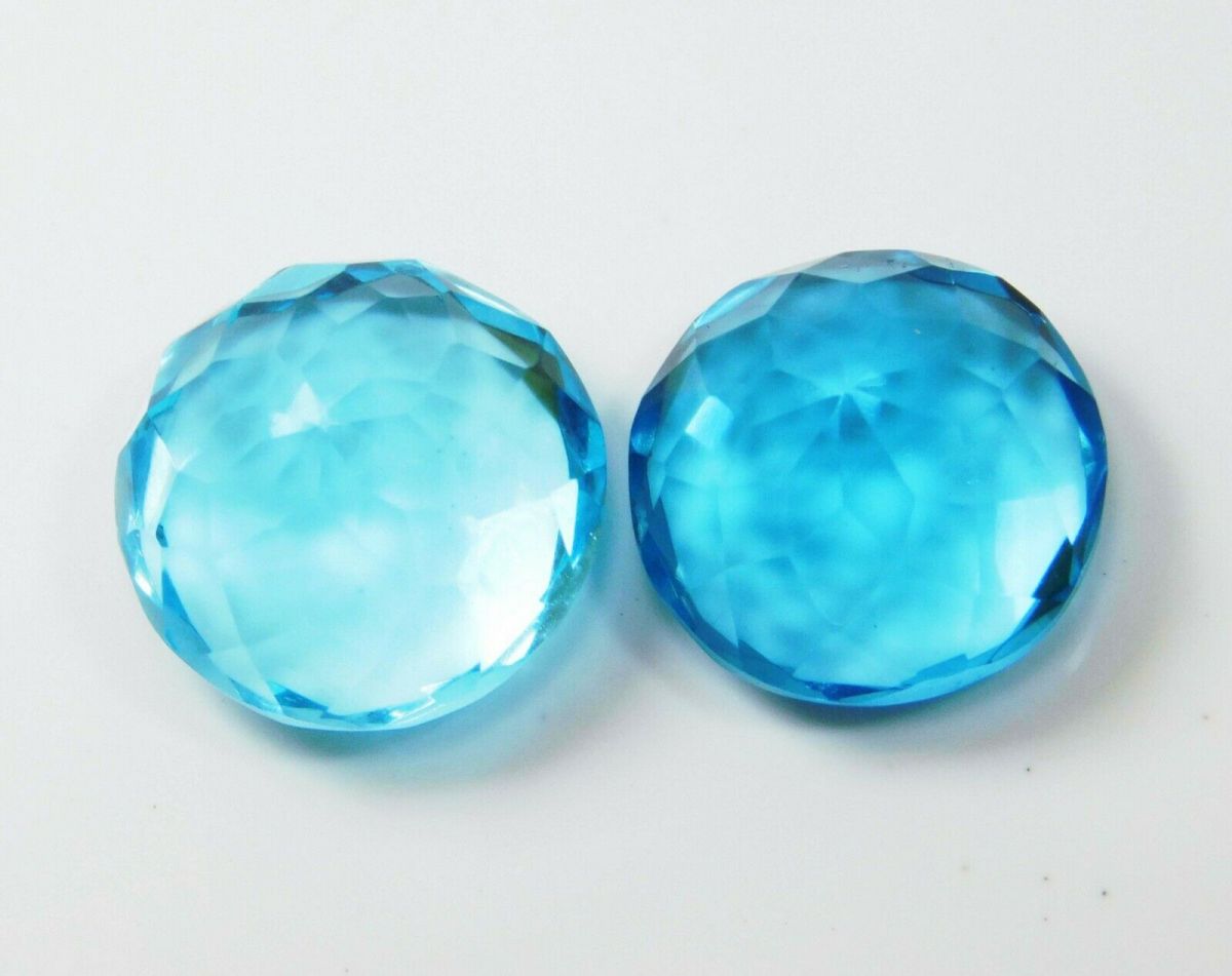 Ocean Blue Aquamarine 16.58 Ct Natural CERTIFIED Loose Gemstone Round Cut Pair