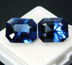 Natural Blue Sapphire Emerald Cut 21.35 Ct CERTIFIED Loose Gemstone Pair