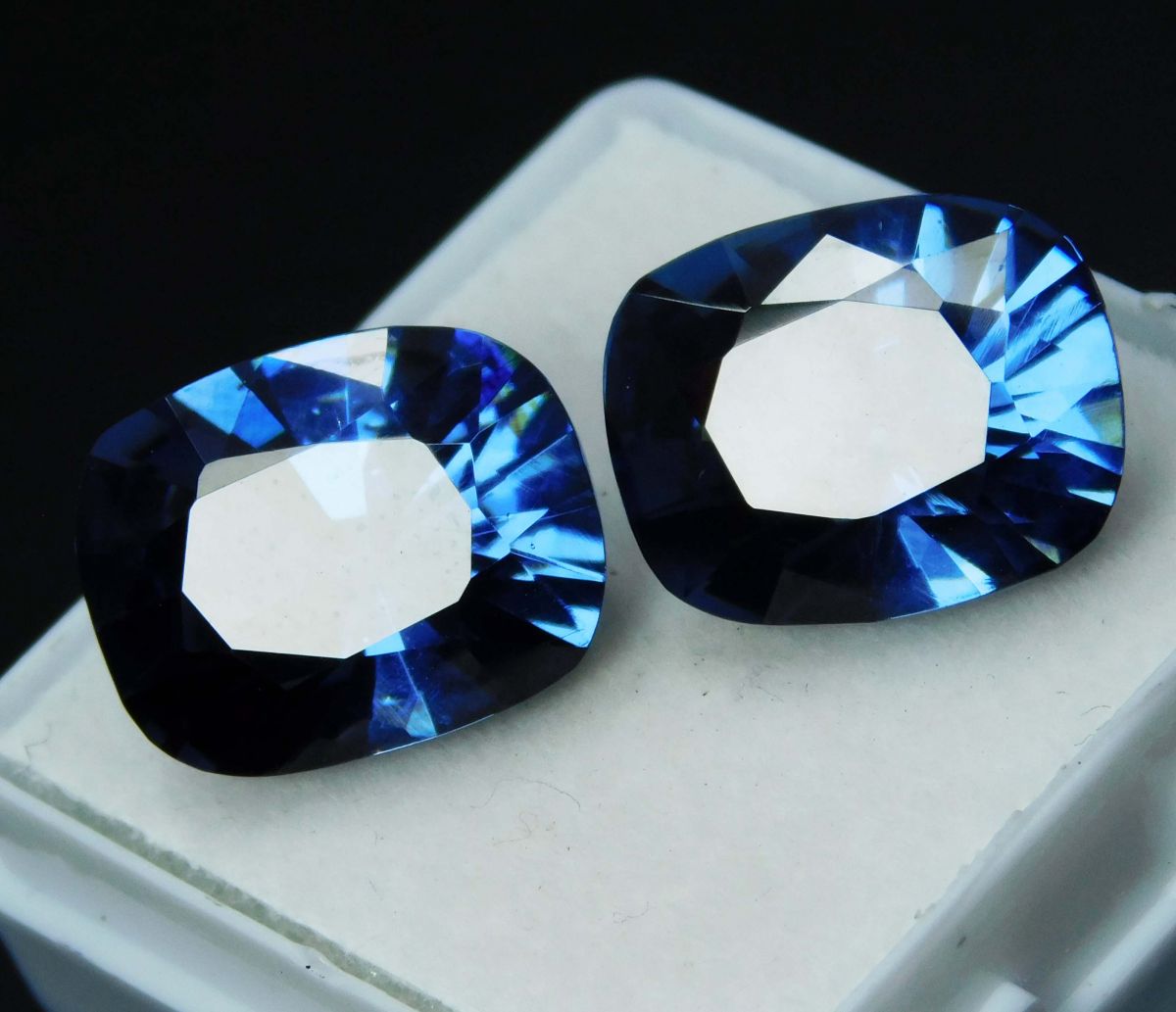 20 Ct Blue Sapphire Cushion Cut Natural Loose Gemstone Pair Ring Size CERTIFIED