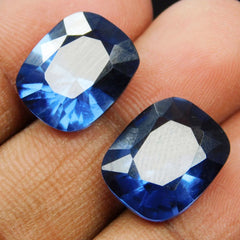 20 Ct Blue Sapphire Cushion Cut Natural Loose Gemstone Pair Ring Size CERTIFIED