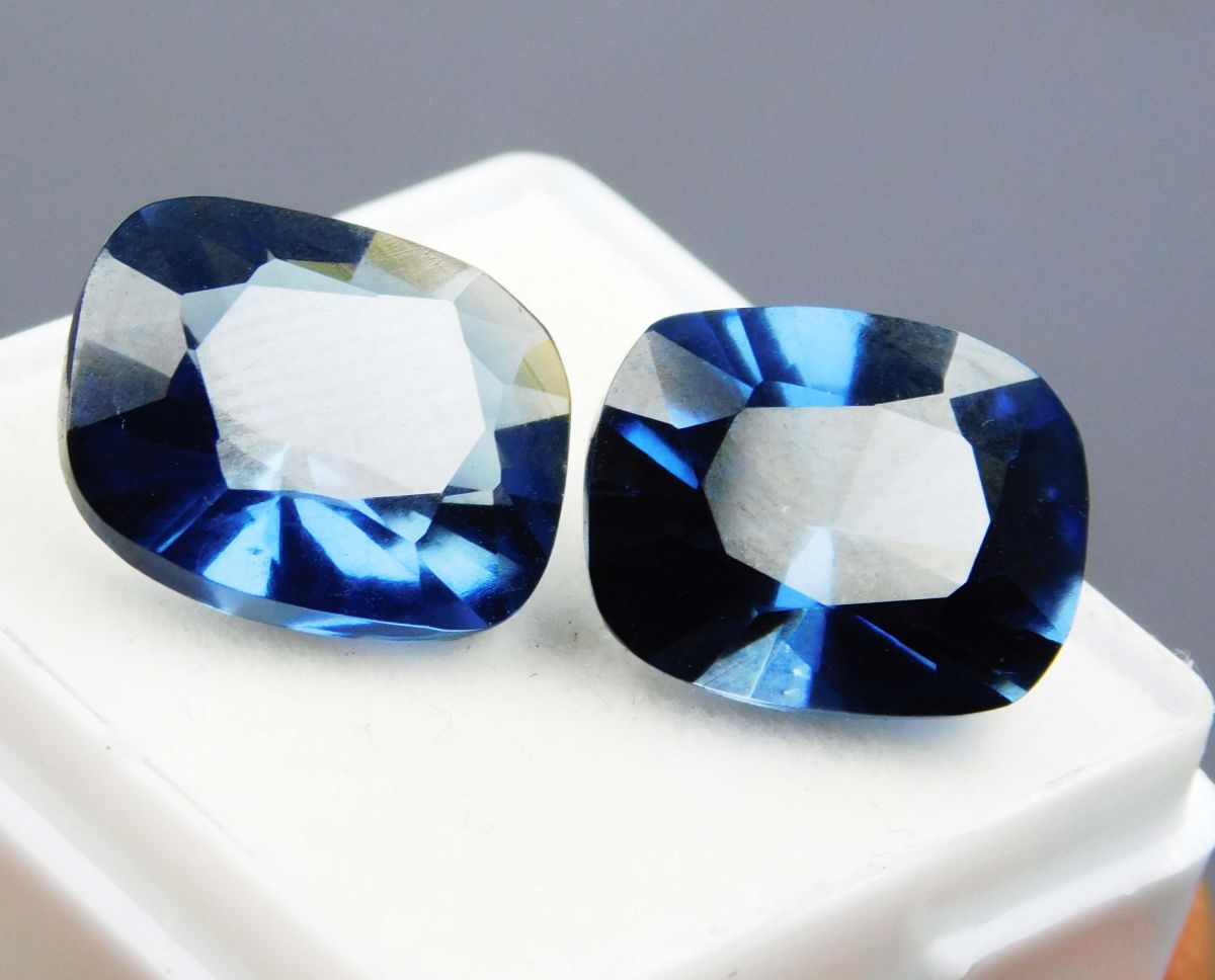 20 Ct Blue Sapphire Cushion Cut Natural Loose Gemstone Pair Ring Size CERTIFIED