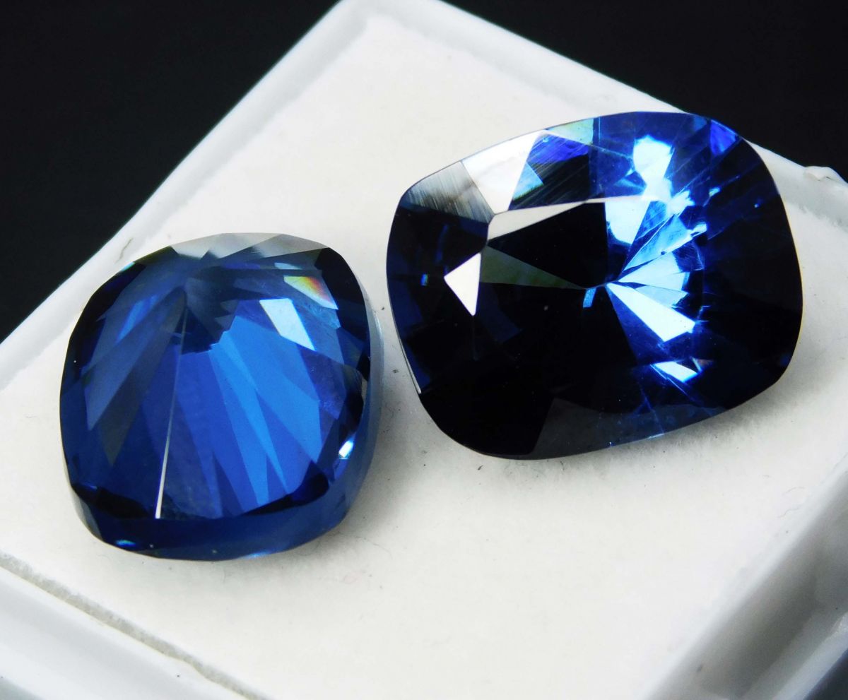 20 Ct Blue Sapphire Cushion Cut Natural Loose Gemstone Pair Ring Size CERTIFIED