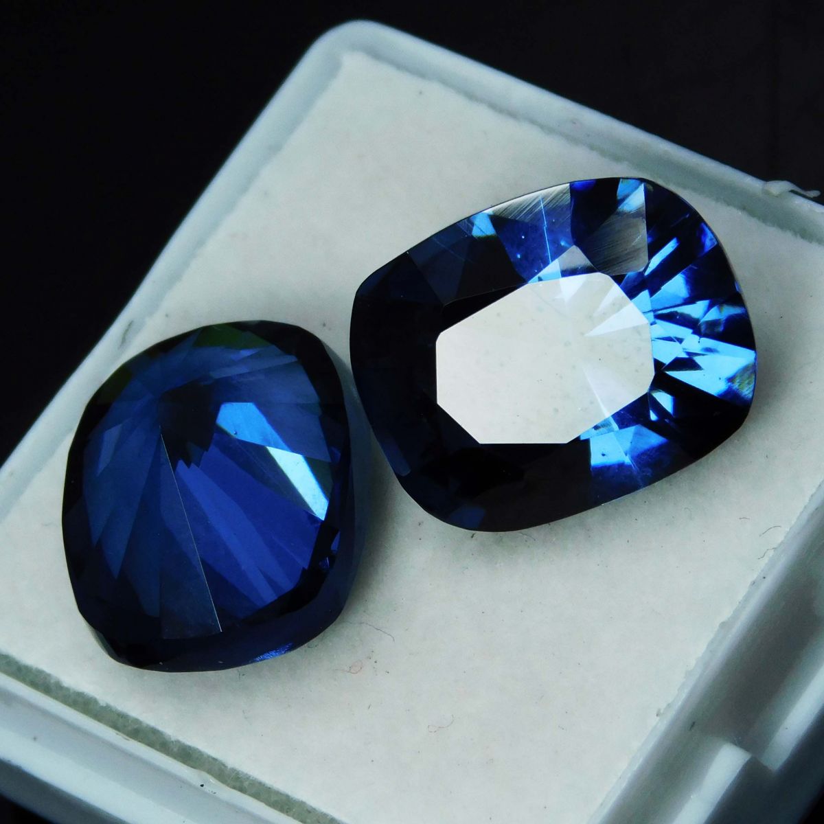 20 Ct Blue Sapphire Cushion Cut Natural Loose Gemstone Pair Ring Size CERTIFIED