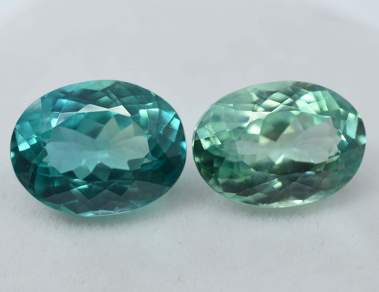 CERTIFIED 16.56 Ct Natural Montana Sapphire Oval Cut Green Color Gemstone Pair