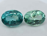 Natural Montana sapphire pair – green oval cut, 16.56 ct total, certified.
