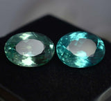 Natural Montana sapphire pair – green oval cut, 16.56 ct total, certified.