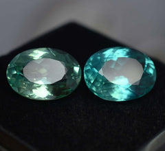 CERTIFIED 16.56 Ct Natural Montana Sapphire Oval Cut Green Color Gemstone Pair