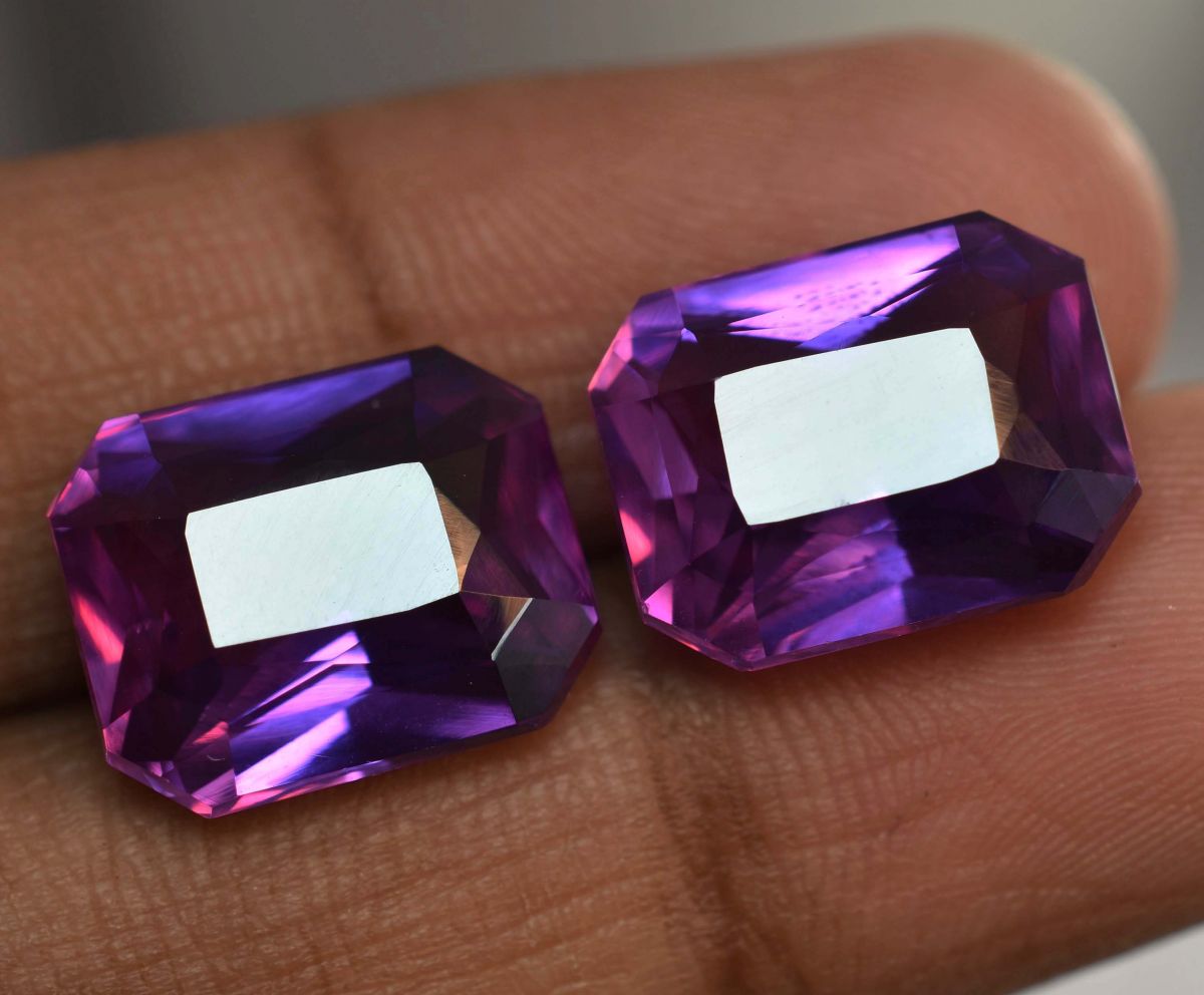 16.63 Ct Natural Purple Pair Tanzanite Emerald Cut CERTIFIED Rare Loose Gemstone