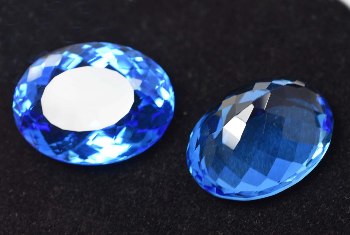 CERTIFIED Blue Tanzanite Oval Cut 118.75 Ct Lab-Created Rare Loose Gemstone Pair