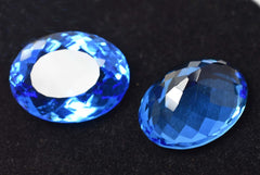 CERTIFIED Blue Tanzanite Oval Cut 118.75 Ct Lab-Created Rare Loose Gemstone Pair