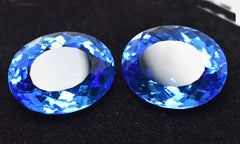 CERTIFIED Blue Tanzanite Oval Cut 118.75 Ct Lab-Created Rare Loose Gemstone Pair