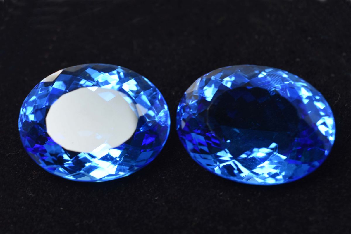 CERTIFIED Blue Tanzanite Oval Cut 118.75 Ct Lab-Created Rare Loose Gemstone Pair