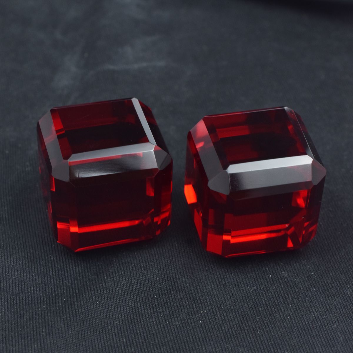 315.20 Ct Lab-Created Rare Topaz Cube Cut Red Ruby Pair Loose CERTIFIED Gemstone