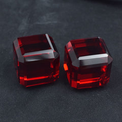 315.20 Ct Lab-Created Rare Topaz Cube Cut Red Ruby Pair Loose CERTIFIED Gemstone