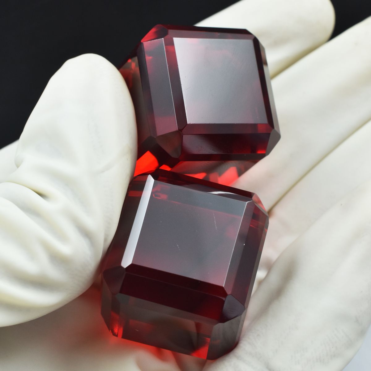 315.20 Ct Lab-Created Rare Topaz Cube Cut Red Ruby Pair Loose CERTIFIED Gemstone