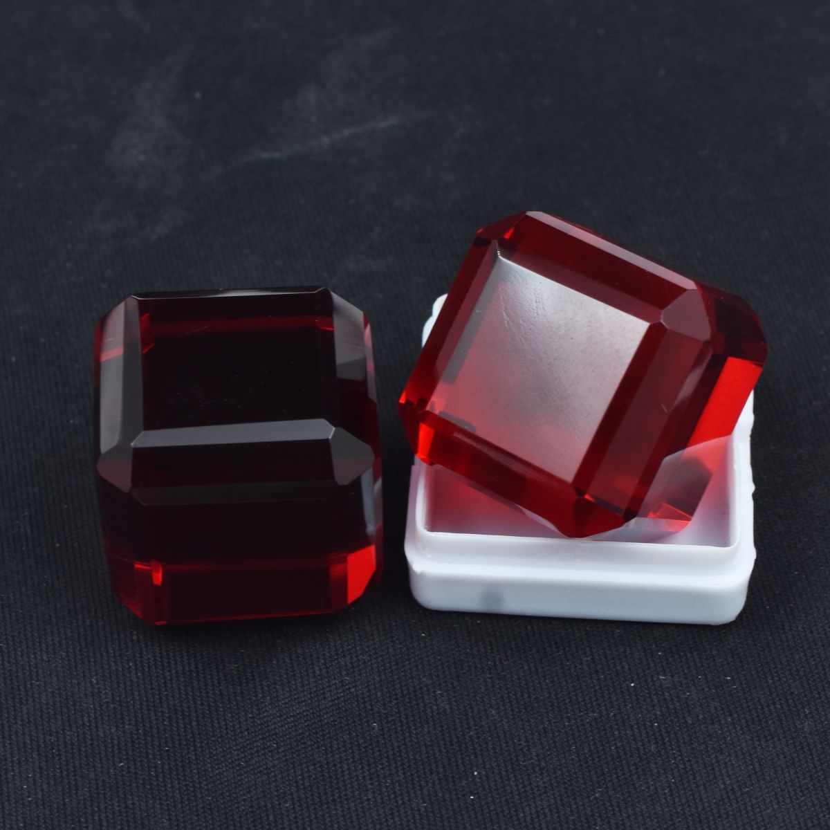 315.20 Ct Lab-Created Rare Topaz Cube Cut Red Ruby Pair Loose CERTIFIED Gemstone