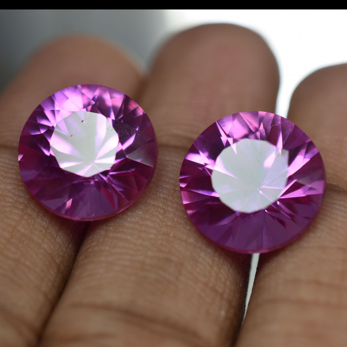 19.13 Ct Natural Pink Sapphire Round Cut CERTIFIED Pair Loose Gemstone Ceylon