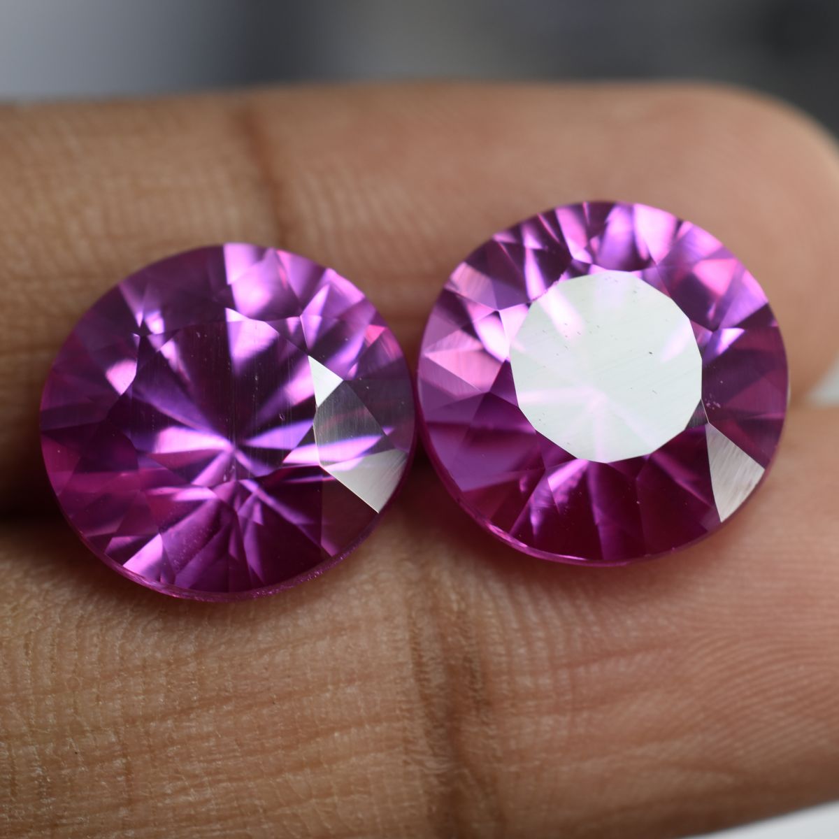 19.13 Ct Natural Pink Sapphire Round Cut CERTIFIED Pair Loose Gemstone Ceylon