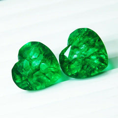 16.00 Ct Natural Green Emerald Gemstone Loose CERTIFIED Heart Shape Pair