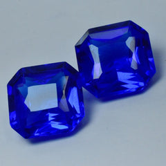 NATURAL Square Cut BLUE Sapphire Loose Gemstone 13.05 Ct Earing Pair CERTIFIED.