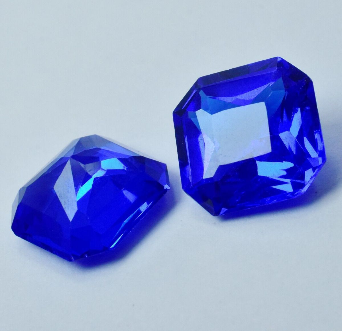 NATURAL Square Cut BLUE Sapphire Loose Gemstone 13.05 Ct Earing Pair CERTIFIED.