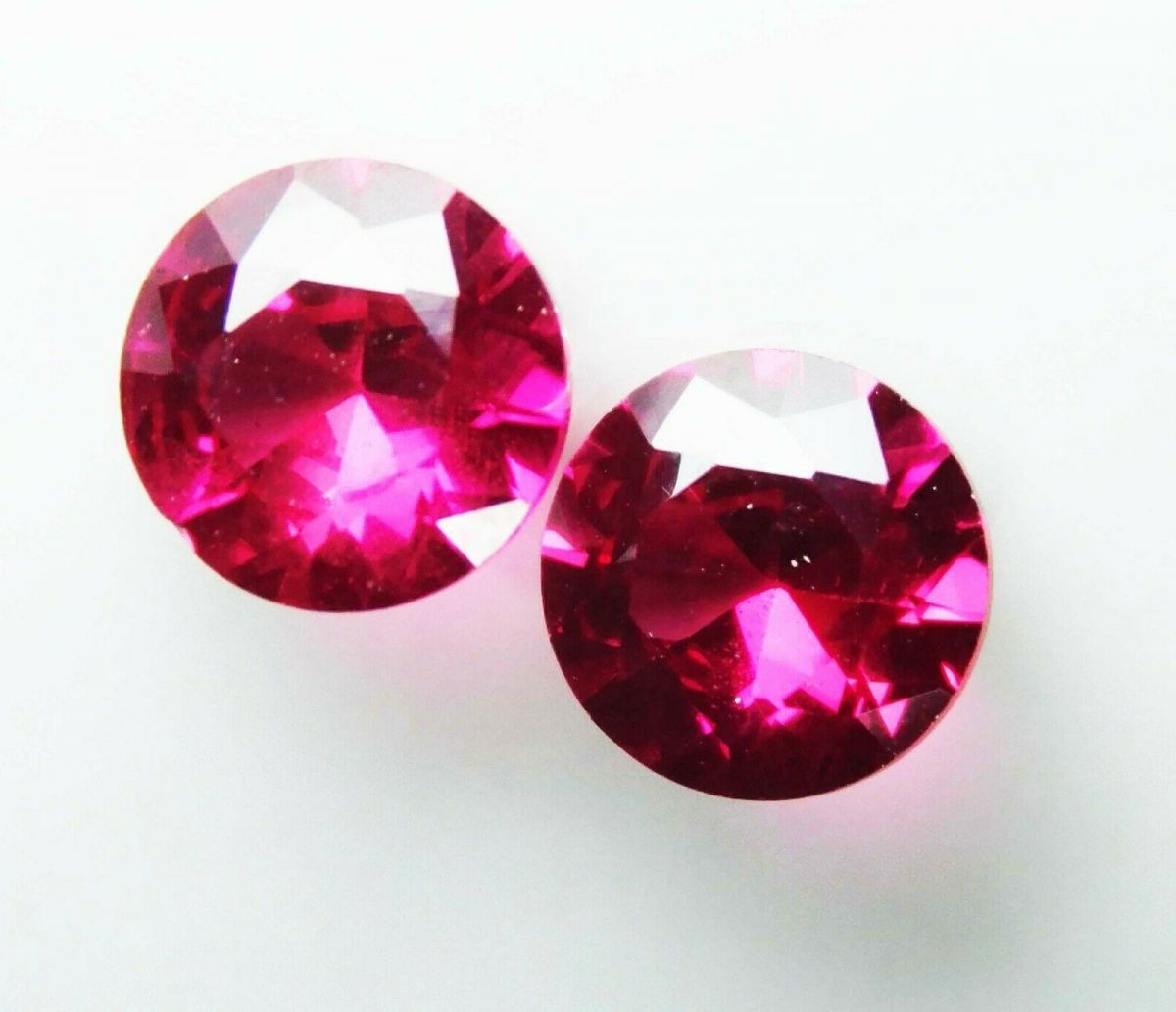 1.26 Ct NATURAL Mogok Red RUBY Round Diamond Cut CERTIFIED Loose Gemstone Pair.