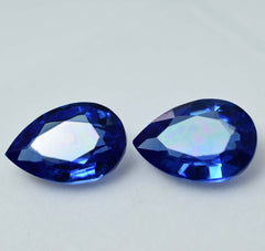 18.45 Ct Pair Genuine Natural Blue Tanzanite Pear Cut Certified Loose Gemstone