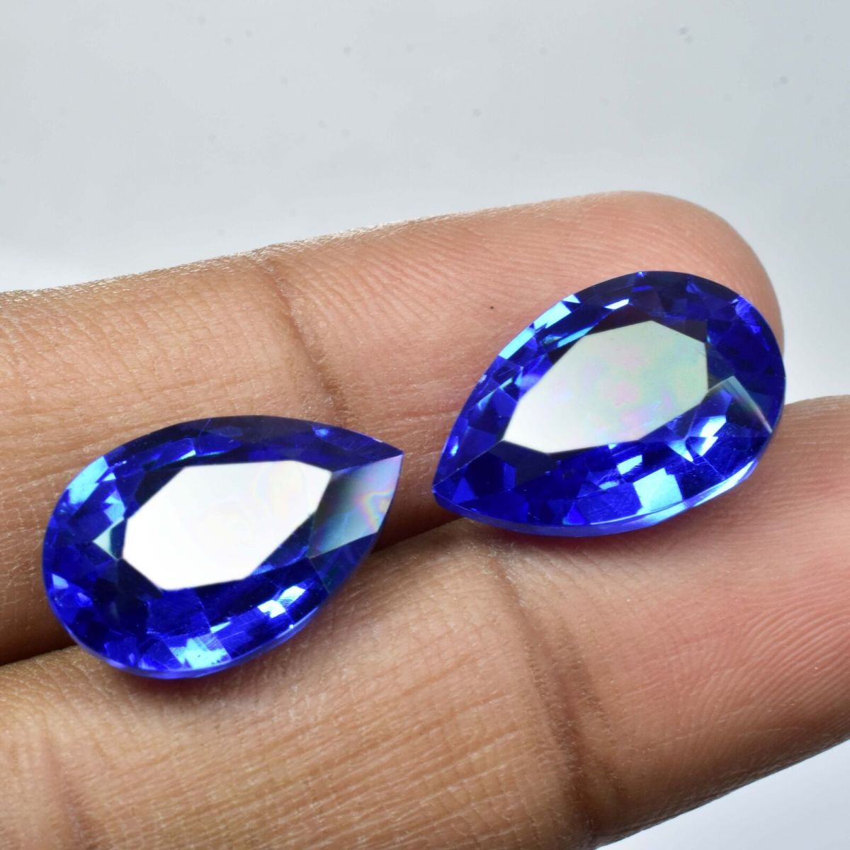 18.45 Ct Pair Genuine Natural Blue Tanzanite Pear Cut Certified Loose Gemstone