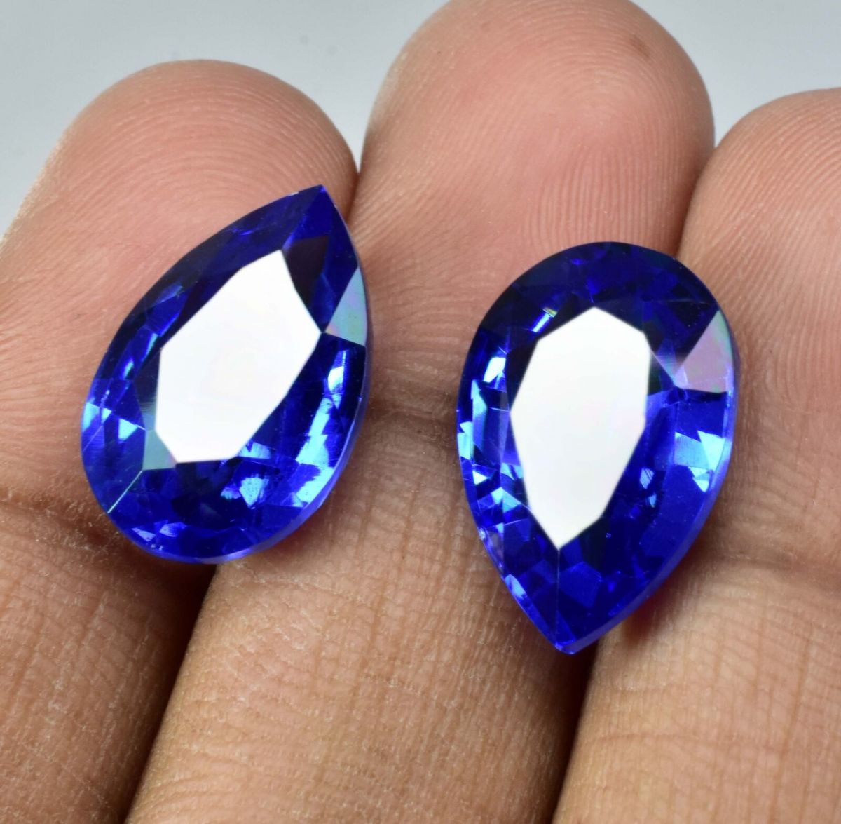 18.45 Ct Pair Genuine Natural Blue Tanzanite Pear Cut Certified Loose Gemstone