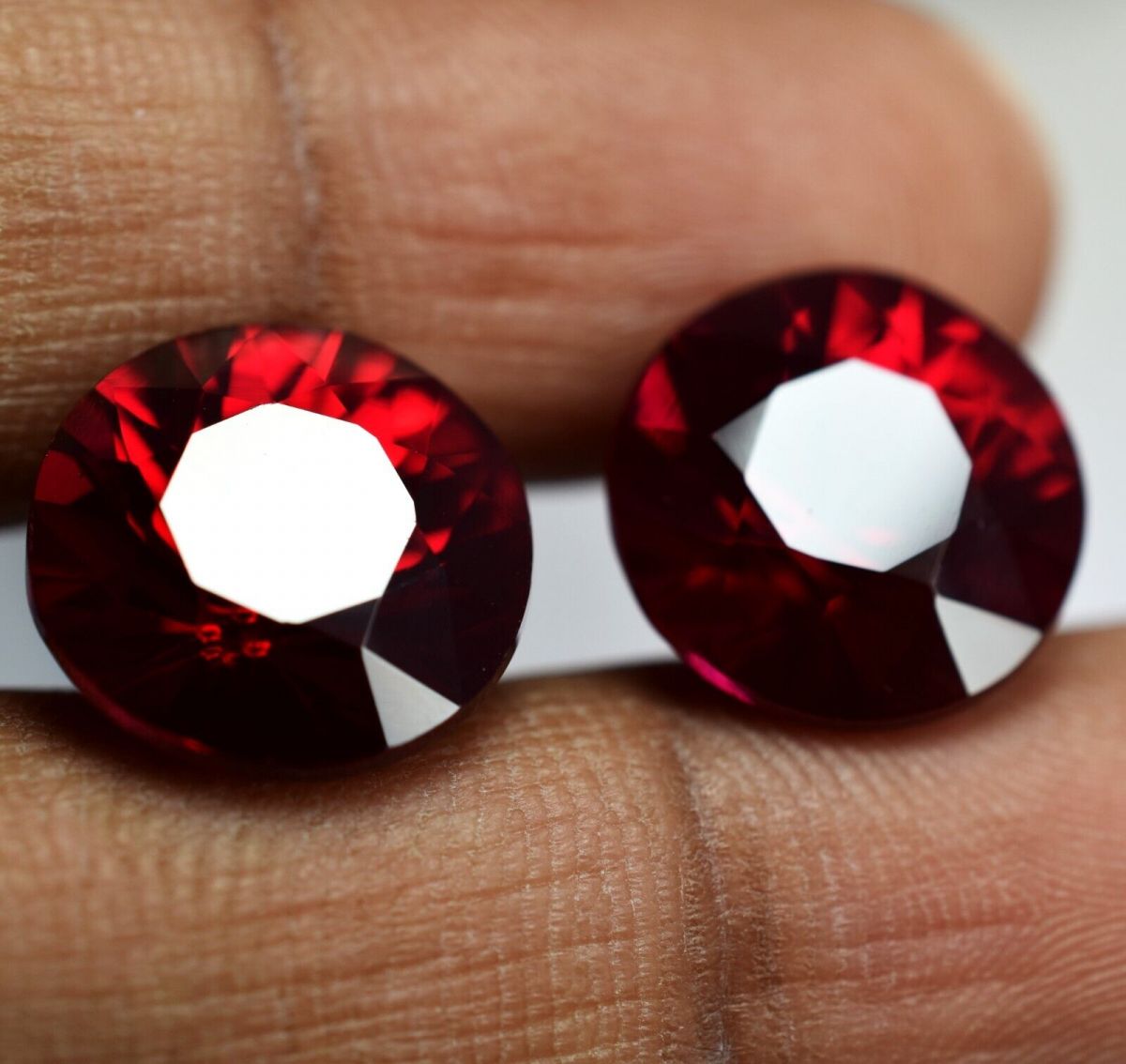 17.45 Ct Natural Bloody Red Ruby Round Shape CERTIFIED Loose Gemstone Pair