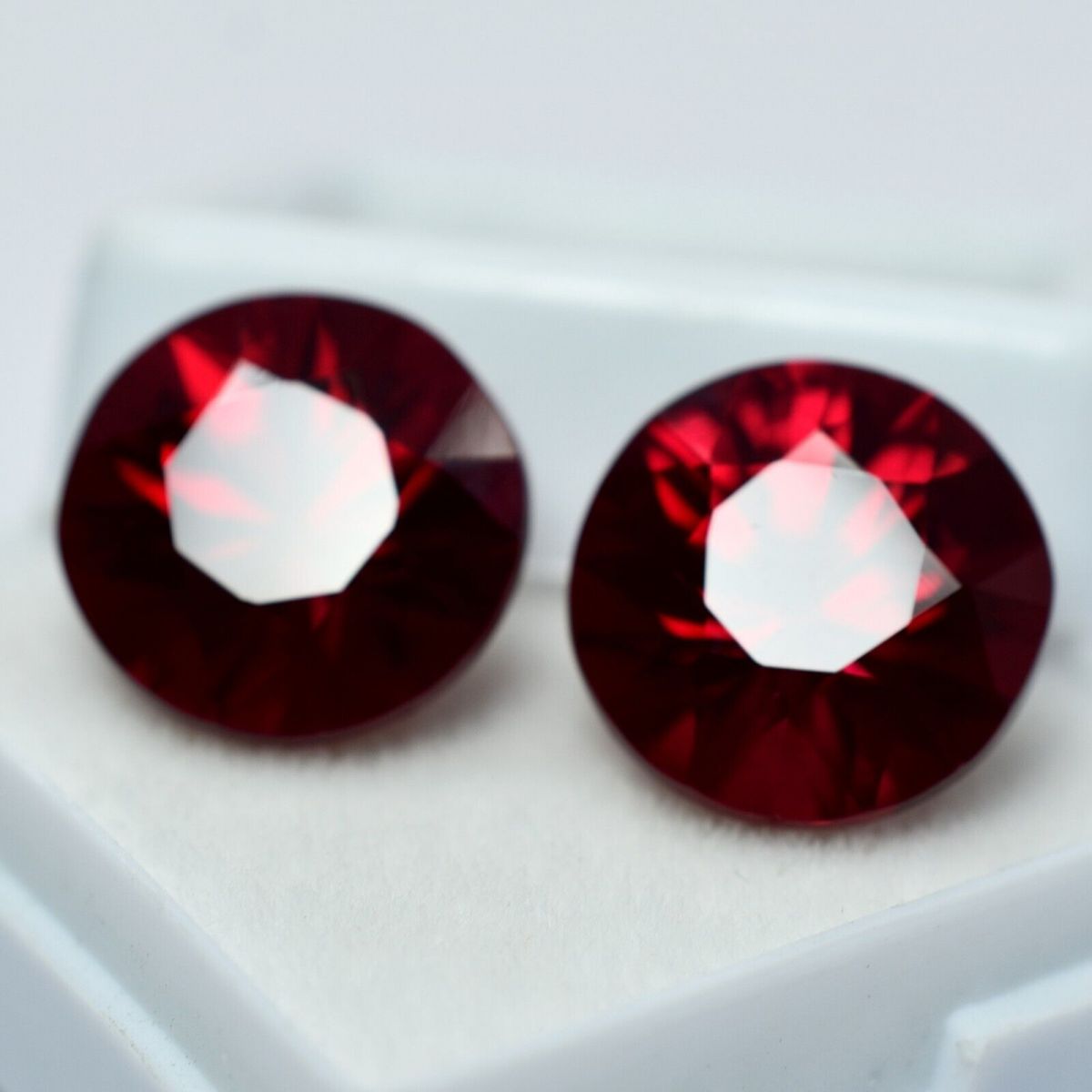 17.45 Ct Natural Bloody Red Ruby Round Shape CERTIFIED Loose Gemstone Pair