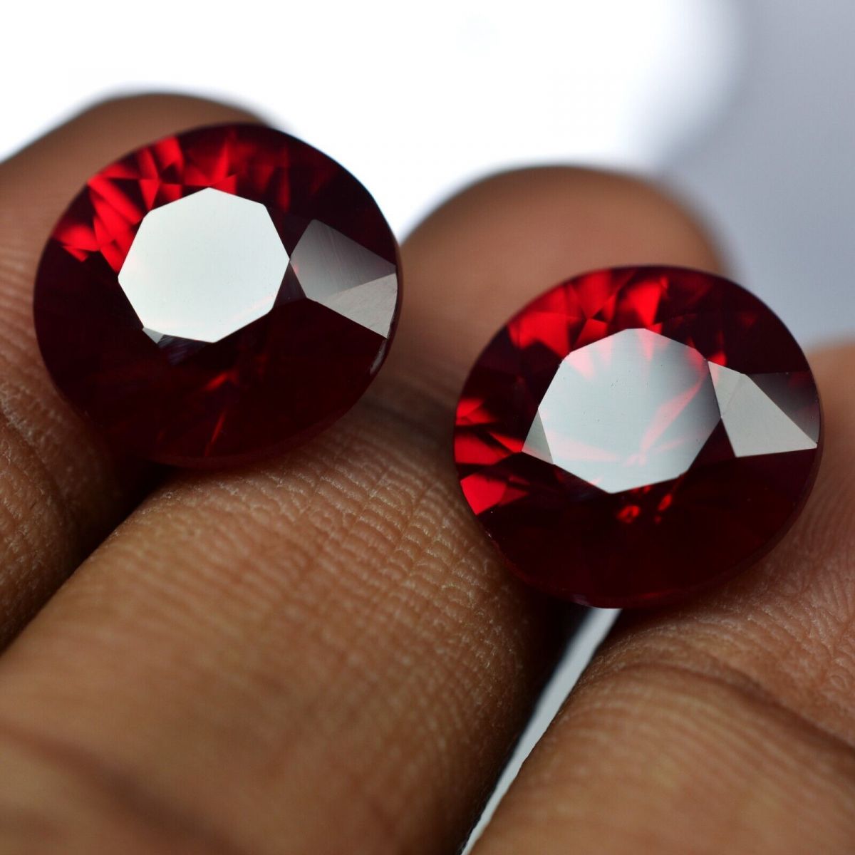 17.45 Ct Natural Bloody Red Ruby Round Shape CERTIFIED Loose Gemstone Pair