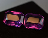 Natural TANZANITE Purple EMERALD Cut CERTIFIED 16.13 Ct Loose Gemstone Pair