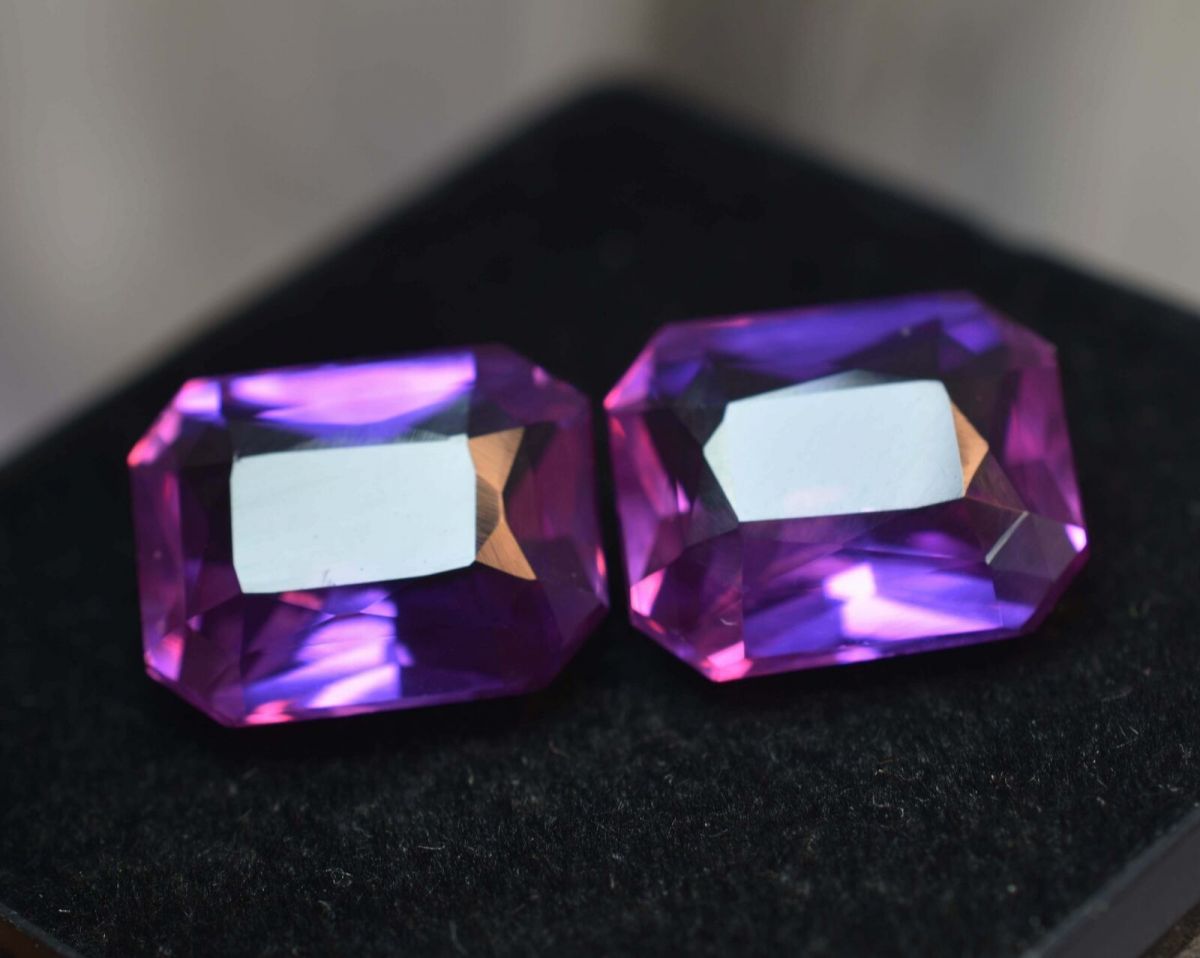 Natural TANZANITE Purple EMERALD Cut CERTIFIED 16.13 Ct Loose Gemstone Pair
