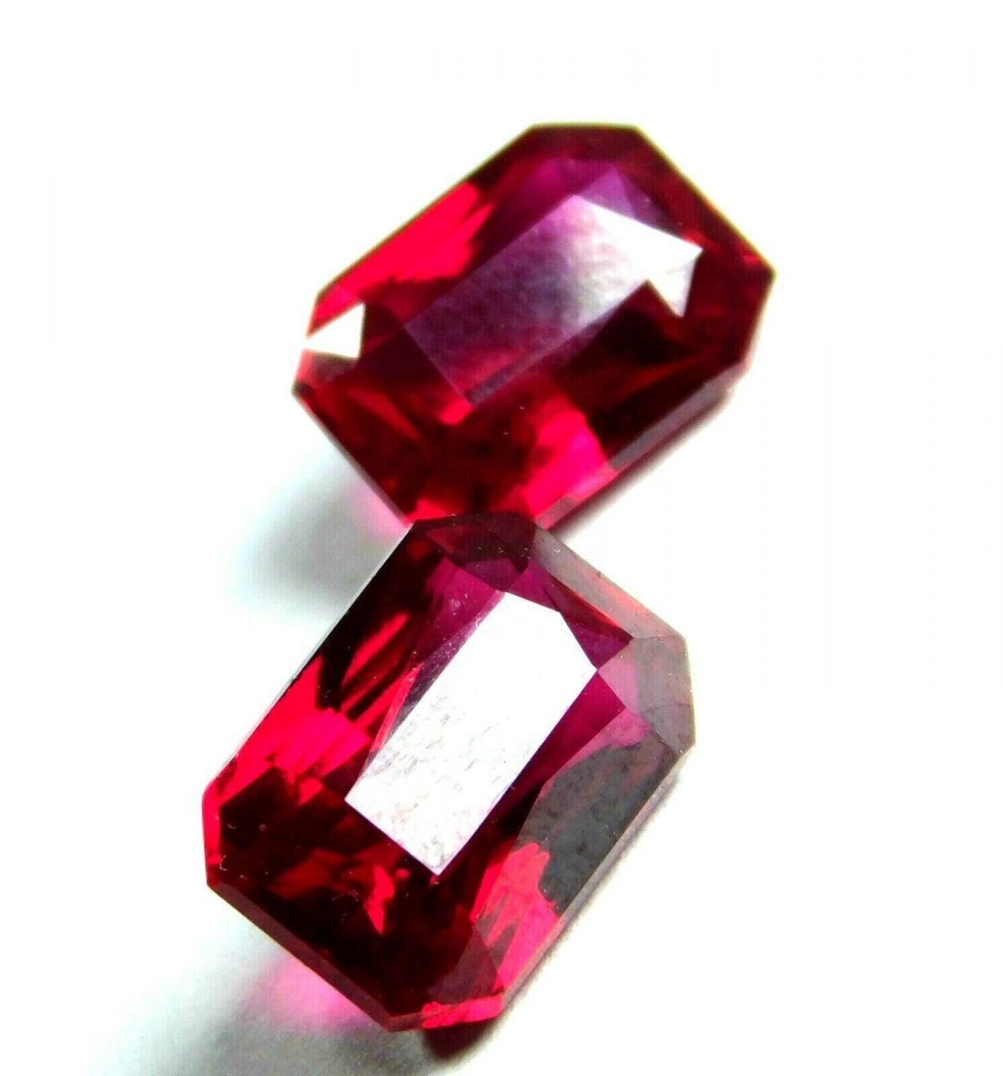 8 to 10 Ct NATURAL Presious Loose Gemstone RED Ruby CERTIFIED Emerald Shape Pair