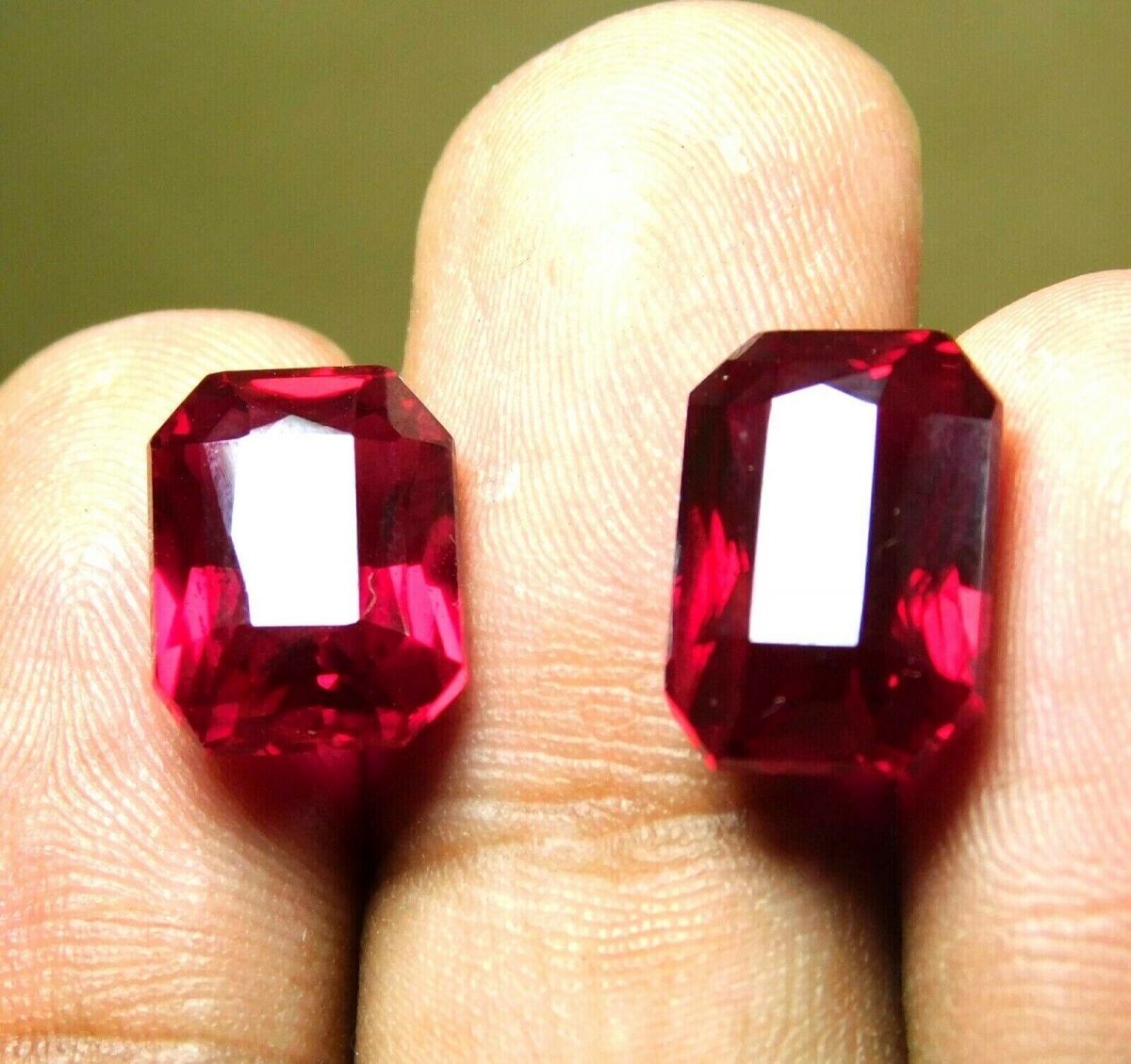 8 to 10 Ct NATURAL Presious Loose Gemstone RED Ruby CERTIFIED Emerald Shape Pair