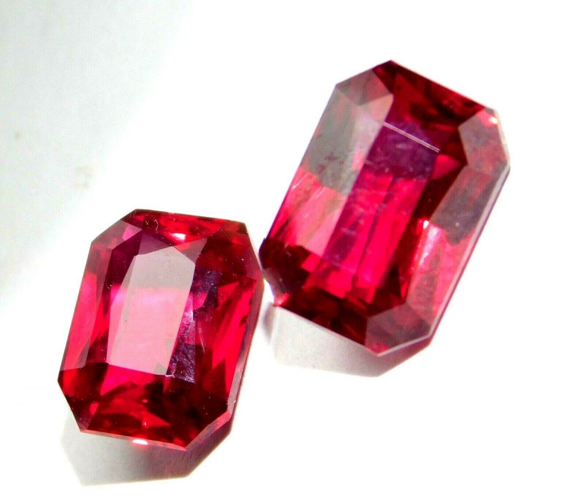 8 to 10 Ct NATURAL Presious Loose Gemstone RED Ruby CERTIFIED Emerald Shape Pair