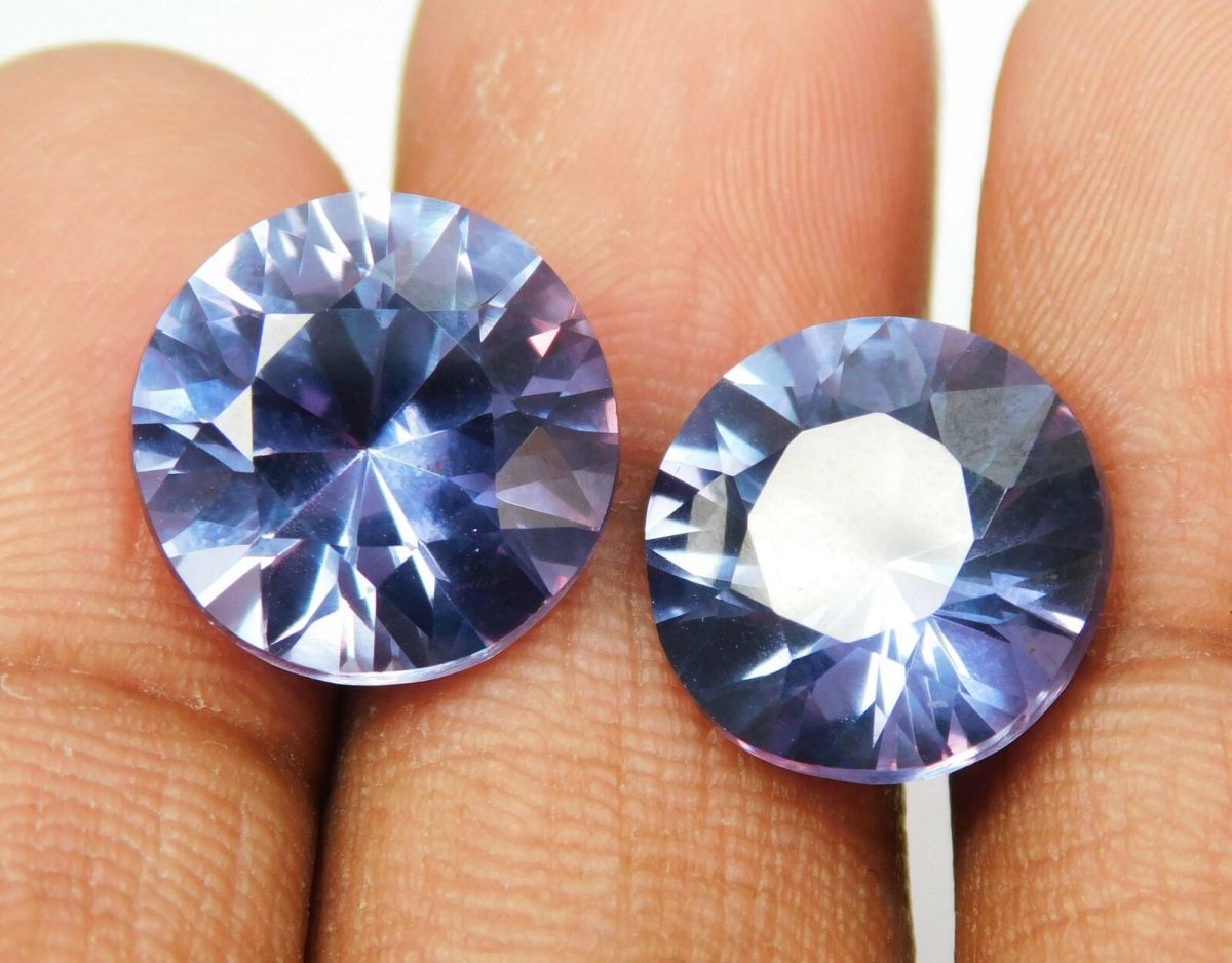 15 Ct Natural COLOR-CHANGE Alexandrite Round Shape CERTIFIED Loose Gemstone Pair