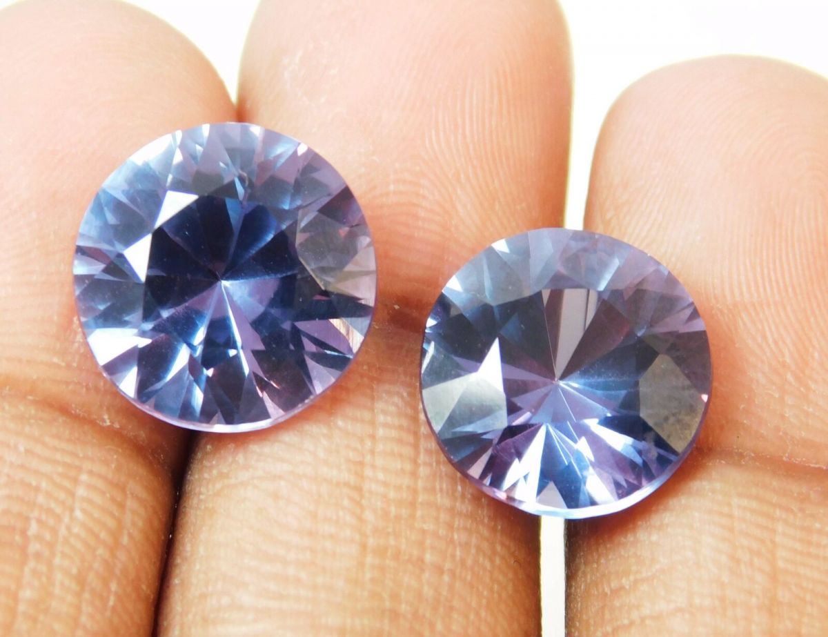 15 Ct Natural COLOR-CHANGE Alexandrite Round Shape CERTIFIED Loose Gemstone Pair