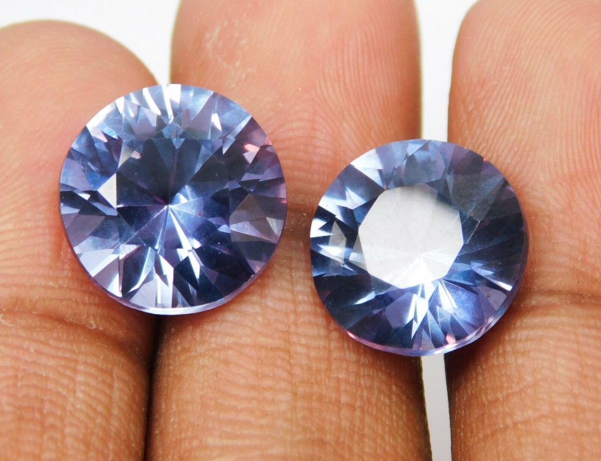 15 Ct Natural COLOR-CHANGE Alexandrite Round Shape CERTIFIED Loose Gemstone Pair