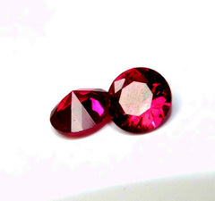 2.64 Ct NATURAL Bloody RED Ruby CERTIFIED Round Cut 6x6 mm Loose Gemstone Pair.