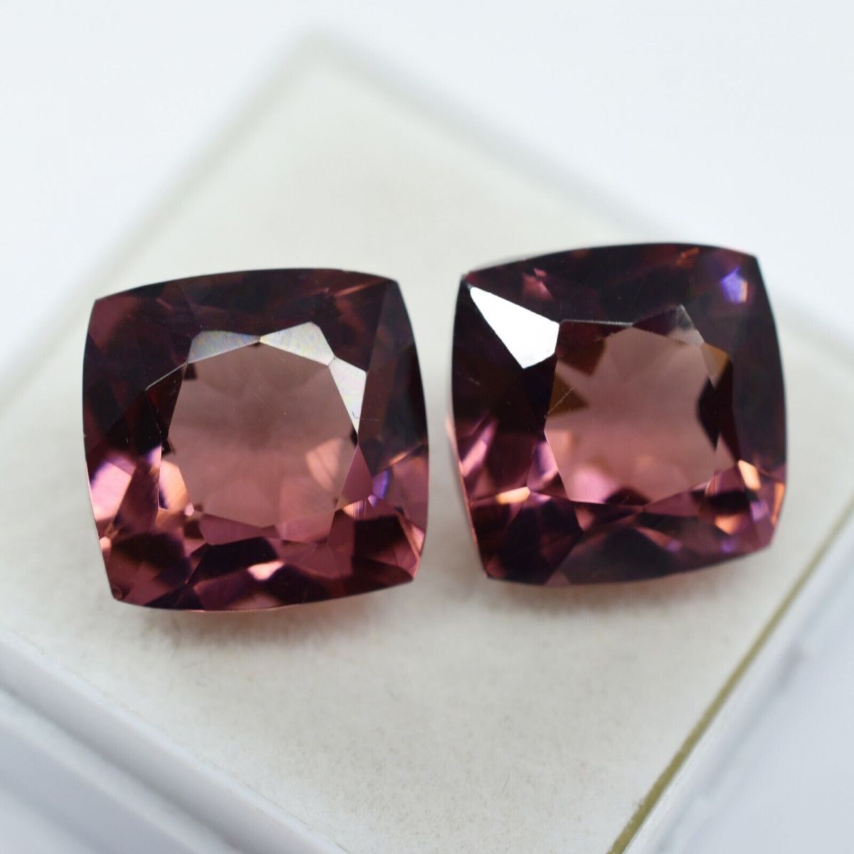 Natural Sapphire Padparadscha  18.12 Ct Square Cushion Gemstone CERTIFIED Pair