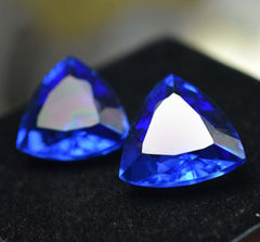 18.24 Ct Natural TANZANITE Blue TRILLION Shape CERTIFIED Loose Gemstone Pair